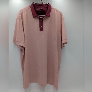 Mizzen+Main Classic Fit Golf Polo Maroon Microprint Performance Shirt Men's XL